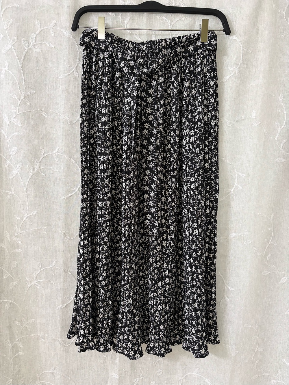 Alice Blue Black Tie Waist Floral Maxi Skirt Size Small
